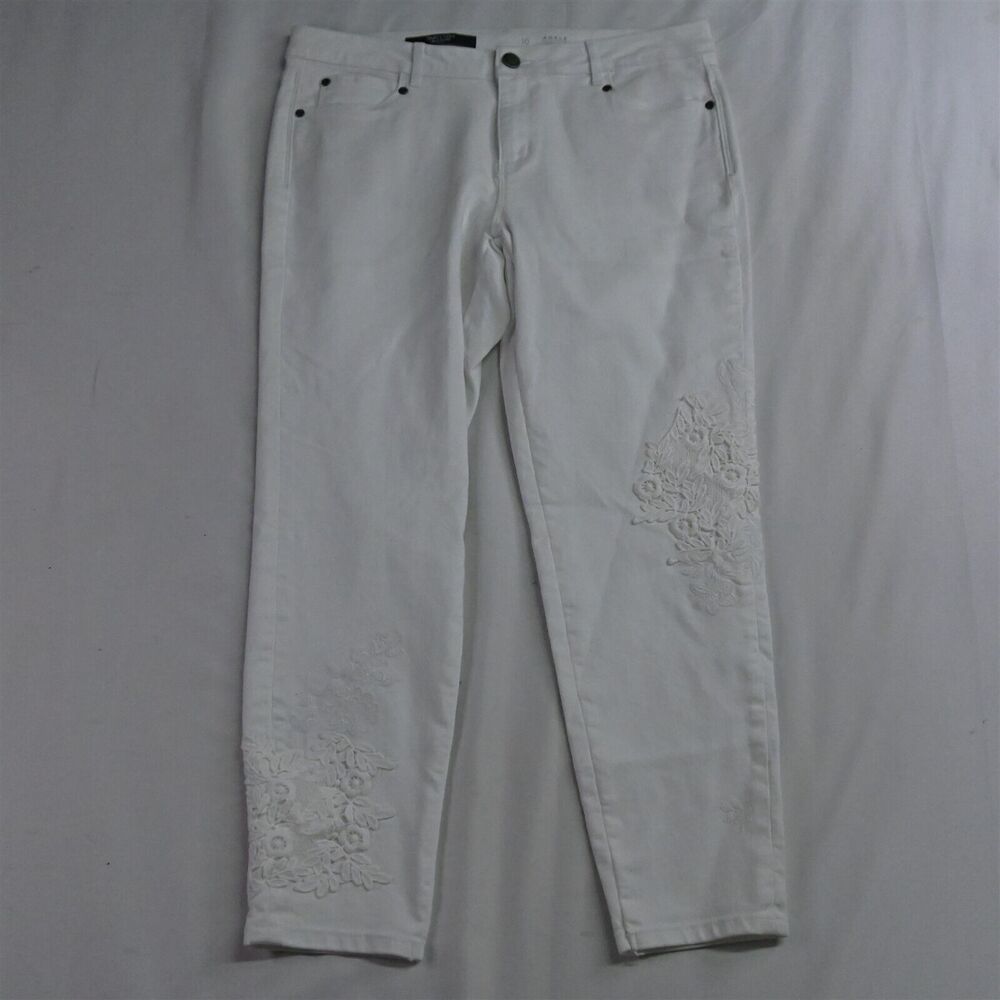 Simply Vera by Vera Wang 10 Mid Rise Skinny Ankle White Stretch Womens Jeans